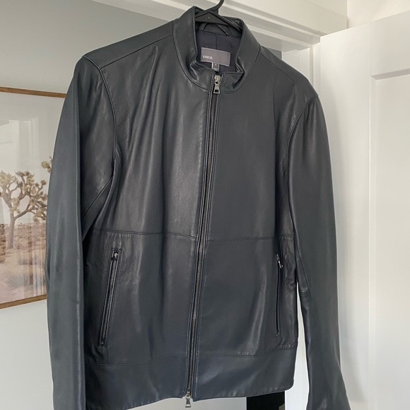 Vince navy leather jacket - 100% lambskin - Picture 2 of 6